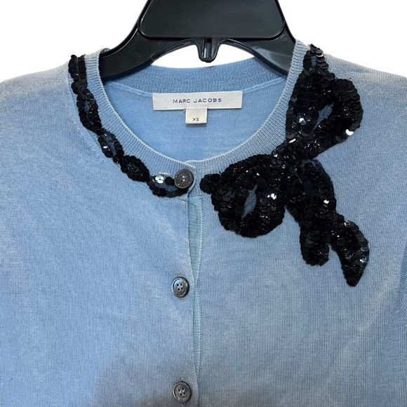 Marc Jacobs Button Down Sequin B0w Collar Sweater - Picture 9 of 9